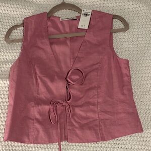 Abercrombie & Fitch Dusty Rose Tie-Front Satin Camisole